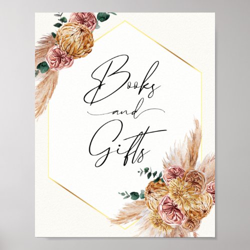 Boho Pampas Grass Dried Bouquet Books and Gifts Po Poster