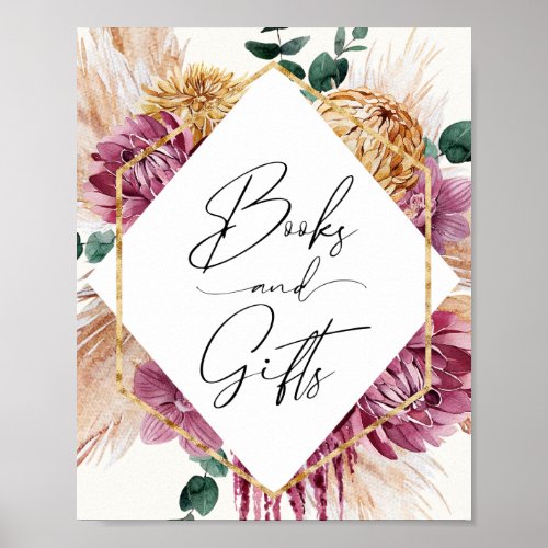 Boho Pampas Grass Dried Bouquet Books and Gifts Poster