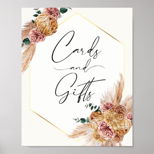 Boho Pampas Grass Dried Bouquet Cards and Gifts Po Poster