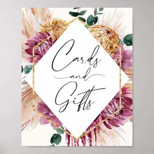 Boho Pampas Grass Dried Bouquet Cards and Gifts Poster