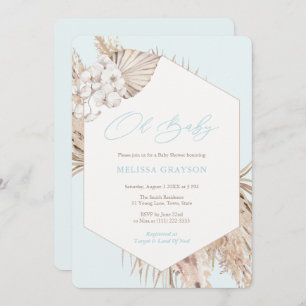 Boho Pampas Grass Dried Palms Boy Baby Shower Invitation