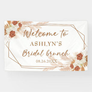Boho Pampas Grass Elegant Bridal Brunch Backdrop Banner