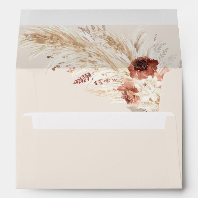 Boho Pampas Grass Envelopes, Terracotta Florals En Envelope (Back (Bottom))