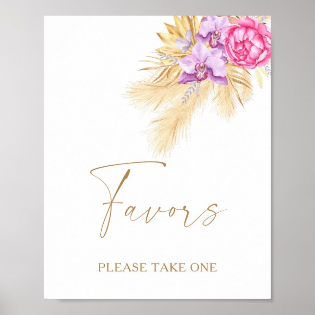 Boho pampas grass - favors please take one poster (Front)