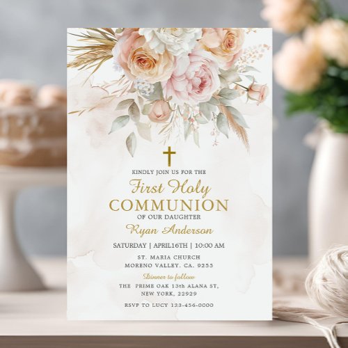 Boho Pampas Grass First Holy Communion