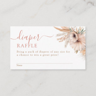 Boho Pampas Grass Floral Baby Shower Diaper Raffle Enclosure Card