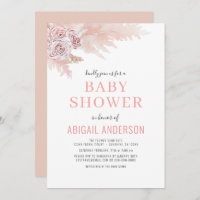 Boho Pampas Grass Floral Baby Shower Invitation