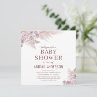 Boho Pampas Grass Floral Baby Shower Invitation