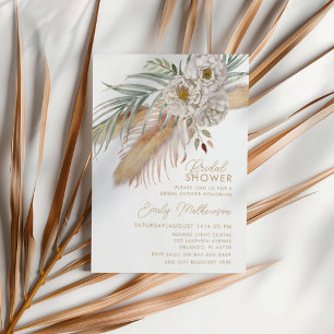 Boho Pampas Grass & Floral Bridal Shower Invitation