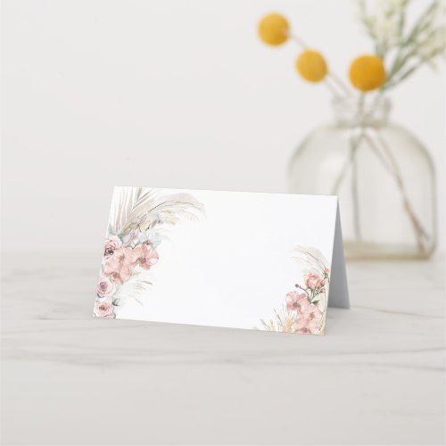 Boho Pampas Grass Floral Place Cards _ Blank