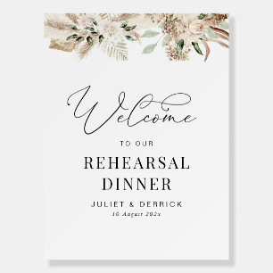 boho pampas grass floral rehearsal dinner sign
