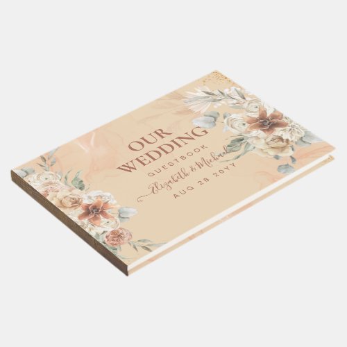 BOHO Pampas Grass Floral Wedding Guest Book