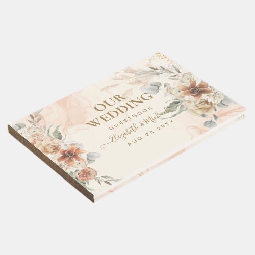 BOHO Pampas Grass Floral Wedding Guest Book