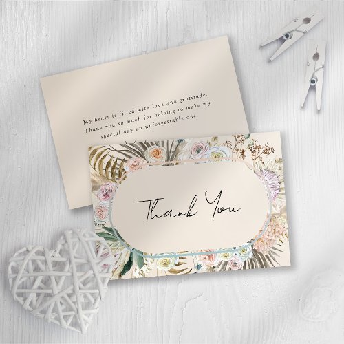 Boho Pampas Grass Florals Bridal Shower Thank You Card