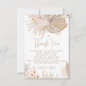 Boho pampas grass gender neutral chic baby shower thank you card (Front)