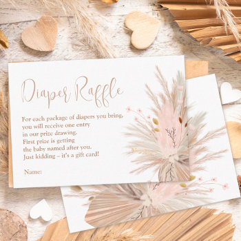 Boho Pampas Grass Gender Neutral Diaper Raffle Enclosure Card by girly_trend at Zazzle