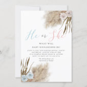 Boho Pampas Grass Gender Reveal Party Invitation (Front)