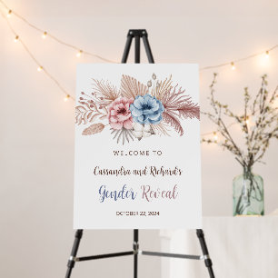 Boho Pampas Grass Gender Reveal Welcome Sign