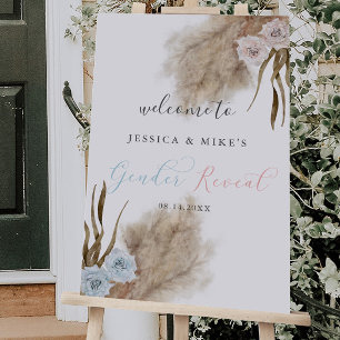 Boho Pampas Grass Gender Reveal Welcome Sign
