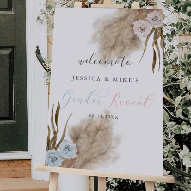 Boho Pampas Grass Gender Reveal Welcome Sign (Creator Uploaded)