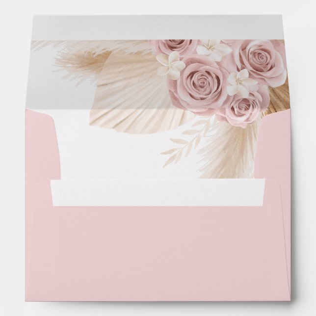 Boho Pampas Grass Girl Baby Shower Envelope (Back (Bottom))
