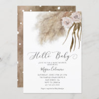 Boho Pampas Grass Girl Baby Shower  Invitation