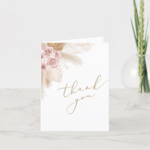 Boho Pampas Grass Girl Baby Shower Letterpress Thank You Card