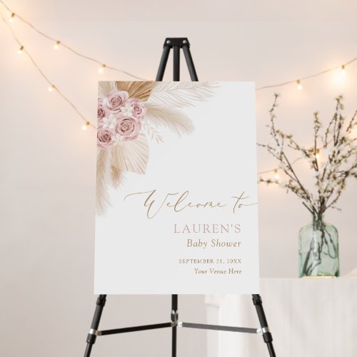 Boho Pampas Grass Girl Baby Shower Welcome Sign