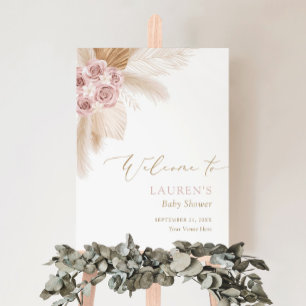 Boho Pampas Grass Girl Baby Shower Welcome Sign