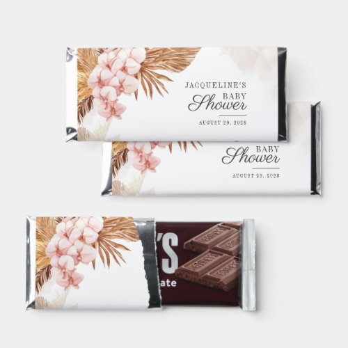 Boho Pampas Grass Girl Watercolor Baby Shower Hershey Bar Favors