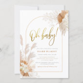 Boho Pampas Grass Gold Floral Arch Baby Shower Invitation (Front)