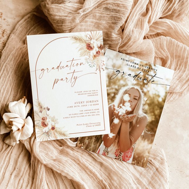 Boho Pampas Grass Graduation Party Invite (Creator Uploaded)