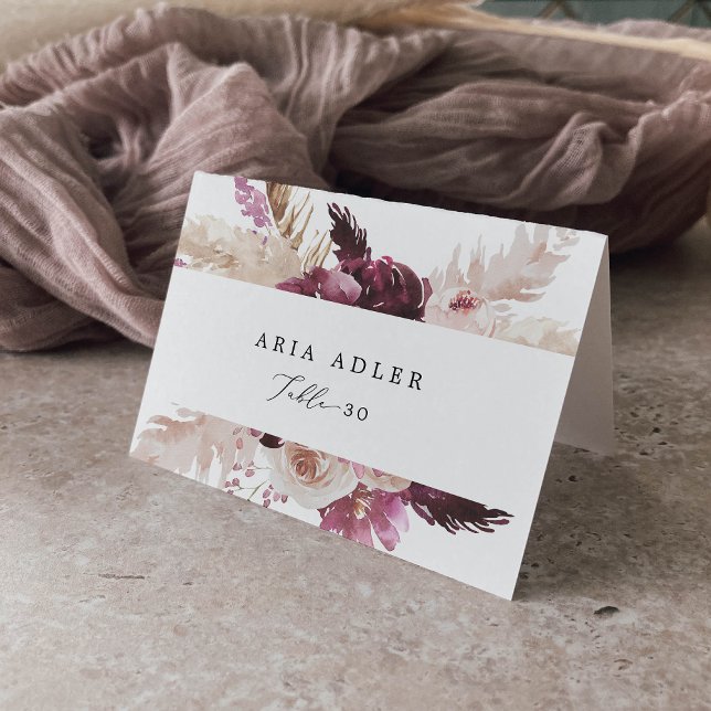 Boho Pampas Grass Guest Name Place Cards (Creator Uploaded)