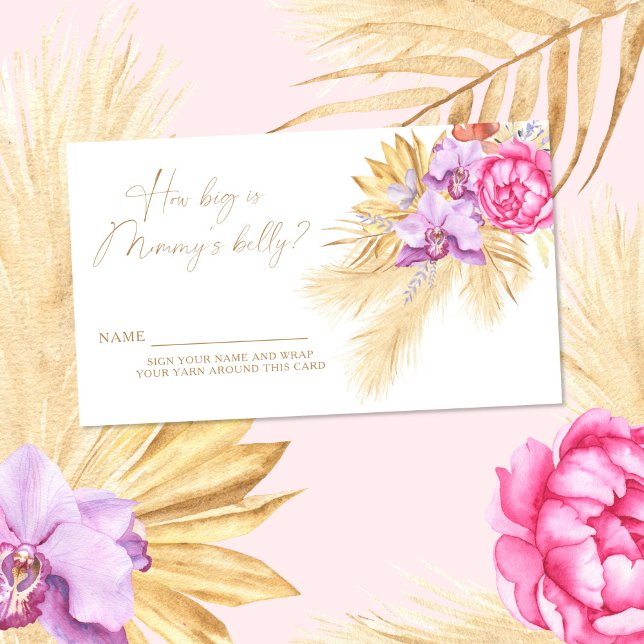 Boho Pampas Grass - How big is mommy's belly Enclosure Card (Creator Uploaded)