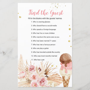 Boho Pampas Grass ice cream Find the Guest game