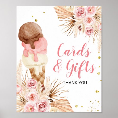 Boho Pampas Grass Ice cream floral Cards  Gifts Poster