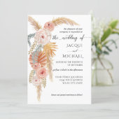 BOHO Pampas Grass Jungle Foliage Watercolor Floral Invitation (Standing Front)