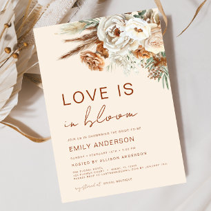 Boho Pampas Grass Love is in Bloom Bridal Shower Invitation