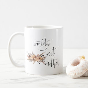 Boho Pampas Grass Minimal World's Best Mother  Coffee Mug