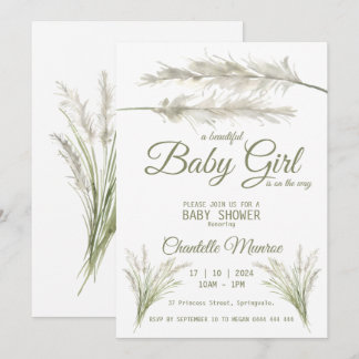 Boho Pampas Grass Modern Bohemian Baby Shower  Invitation