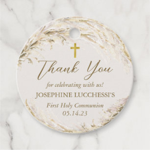 Boho Pampas Grass Modern Communion Favor Tags