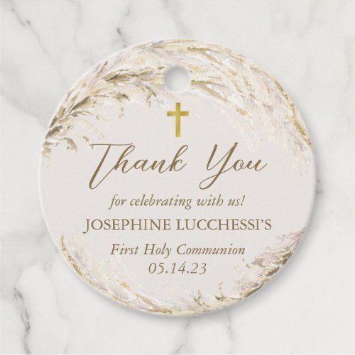 Boho Pampas Grass Modern Communion Favor Tags