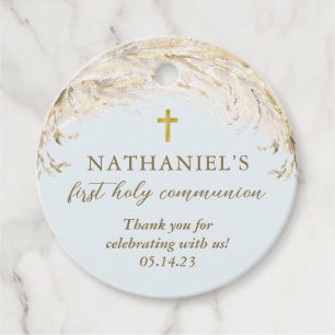 Boho Pampas Grass Modern First Holy Communion Favo Favor Tags