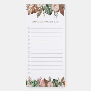 Boho Pampas Grass Name Grocery List Magnetic Notepad