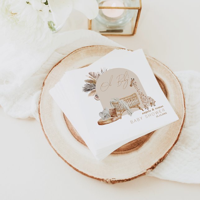 Boho Pampas Grass Neutral Baby Shower Napkins (Creator Uploaded)