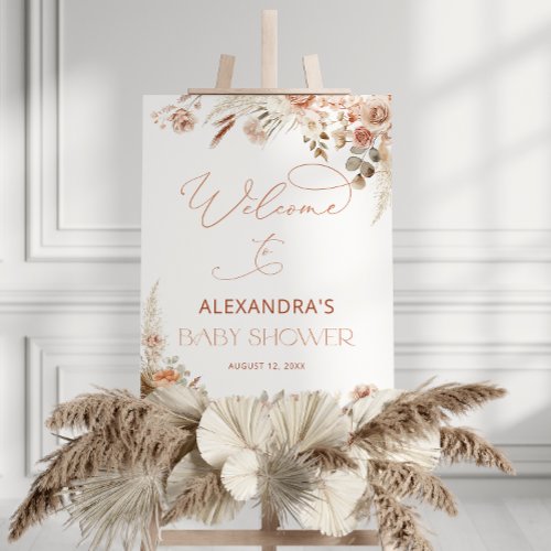 Boho Pampas Grass Neutral Baby Shower Welcome Foam Board