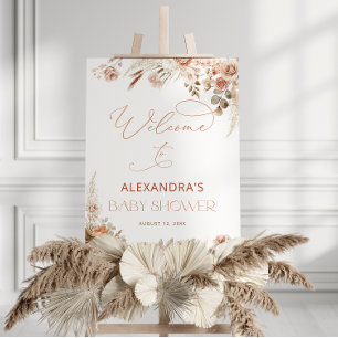 Boho Pampas Grass Neutral Baby Shower Welcome Foam Board