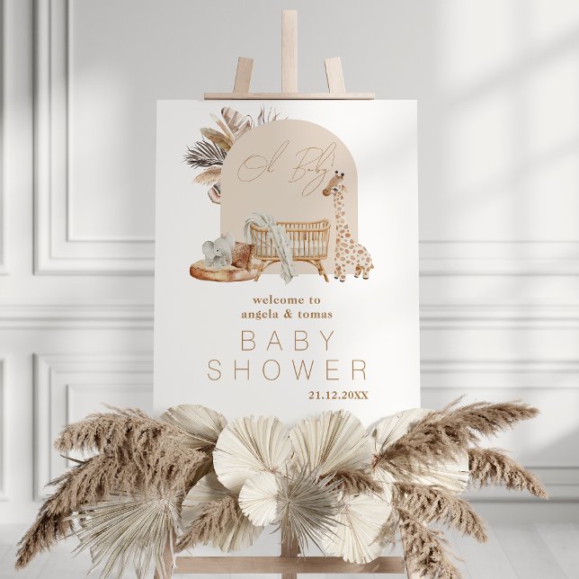 Boho Pampas Grass Neutral Baby Shower Welcome Foam Board (Creator Uploaded)