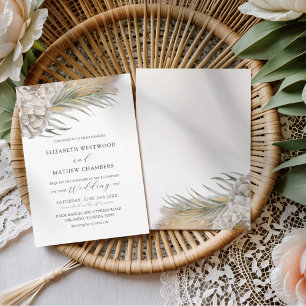Boho Pampas Grass & Neutral Floral Wedding Invitation