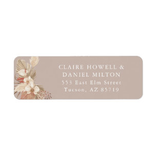 Boho Pampas Grass Neutrals Return Address Label